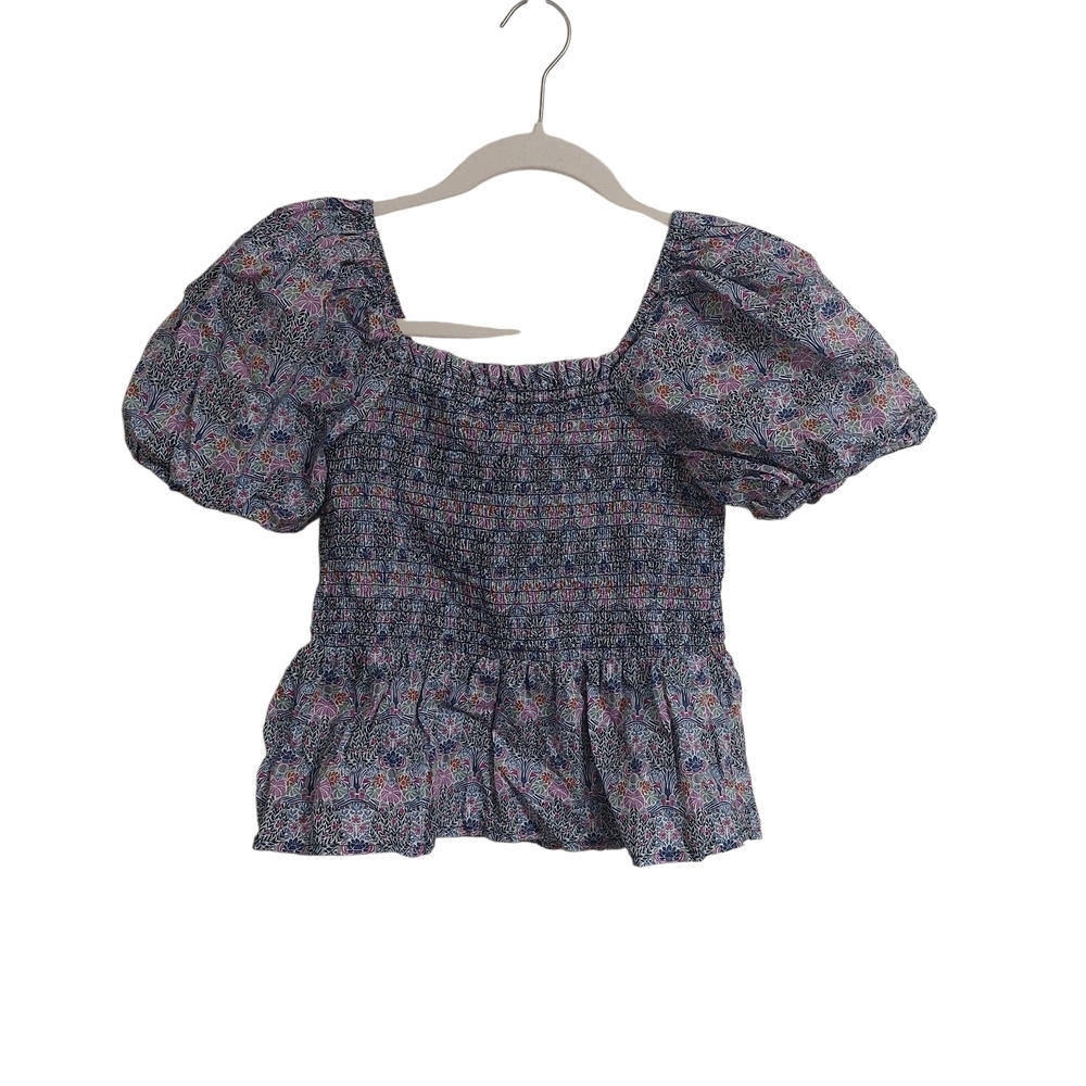 J. Crew Floral Puff Sleeve Blouse